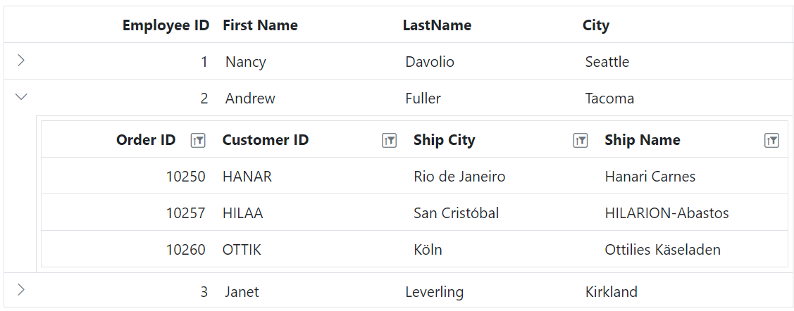 Blazor Grid filtering icon.