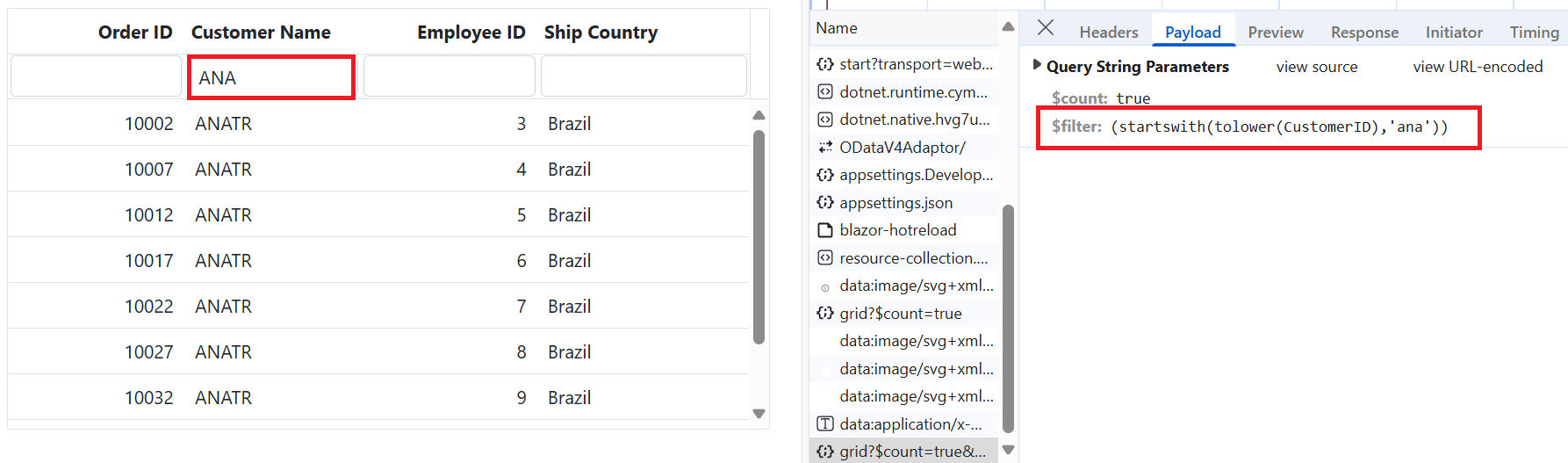 Single column filtering