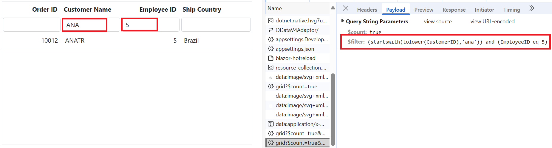 Multi column filtering