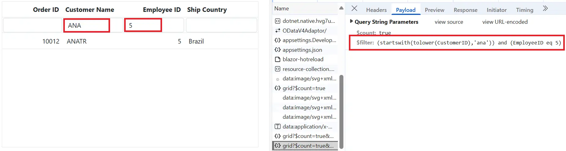 Multi column filtering