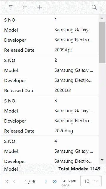 Adaptive Grid with pager dropdown on small screens