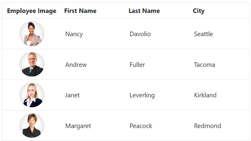 Render image in a column