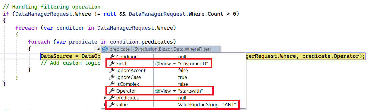 Single column filtering