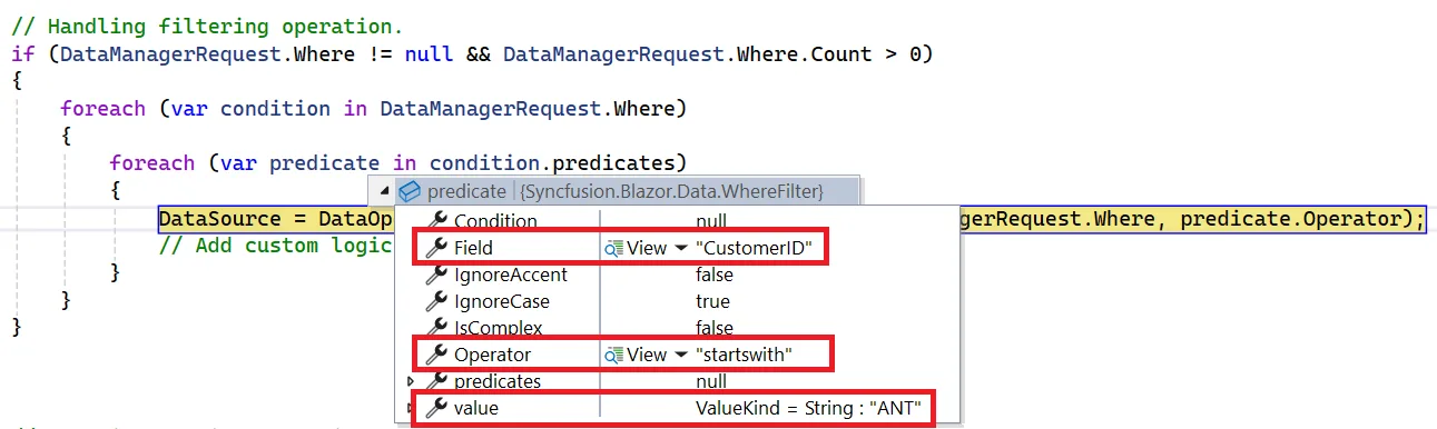 Single column filtering