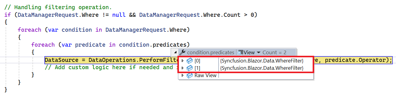Multi column filtering