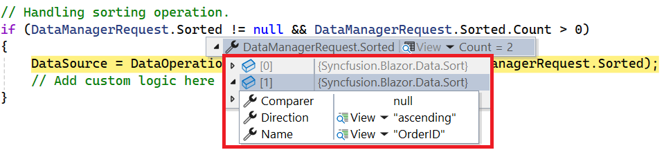 Multi column sorting