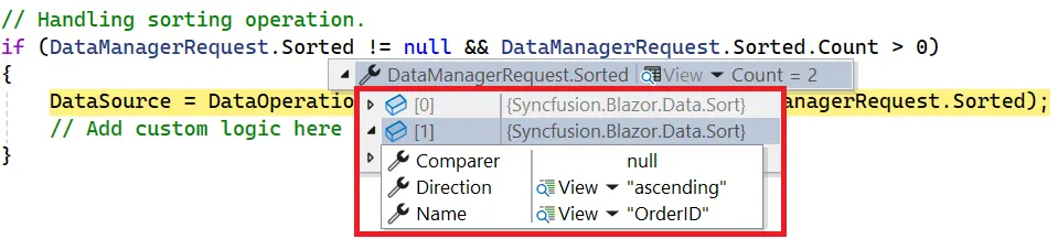 Multi column sorting