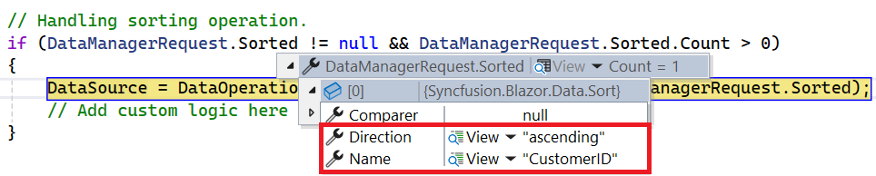 Single column sorting