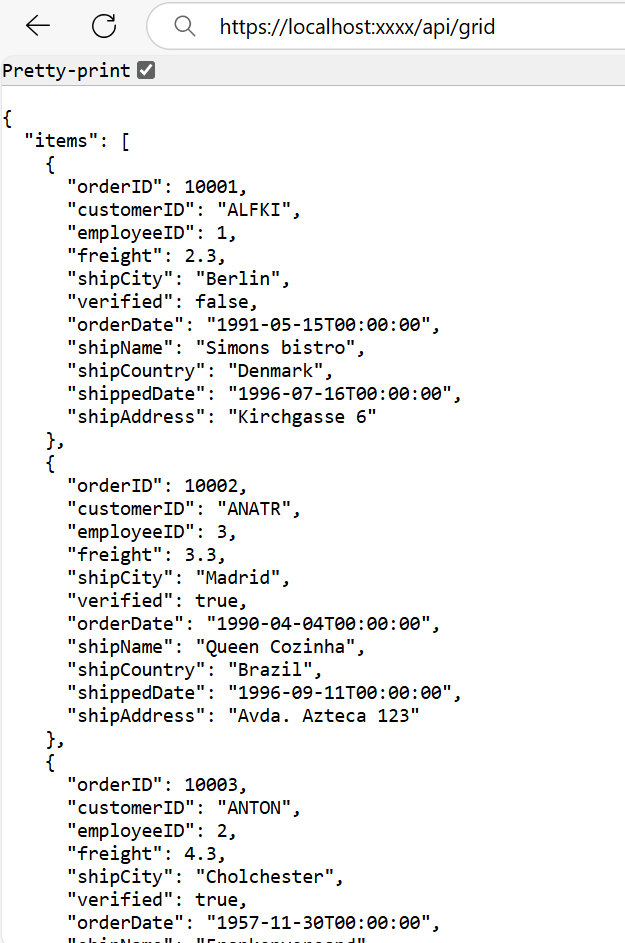 WebApiAdaptor Data
