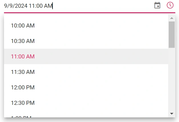 Time Selection in Blazor DateTimePicker