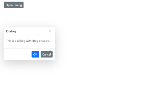 Blazor Dialog component with draggable functionality enabled