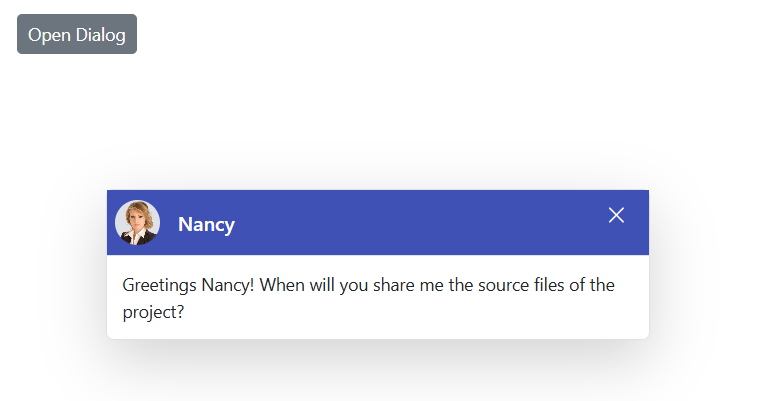 Blazor Dialog Component with customized Header template