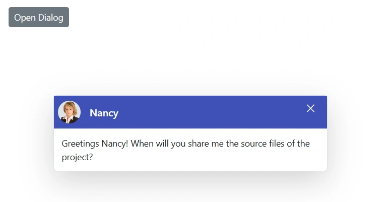 Blazor Dialog Component with customized Header template