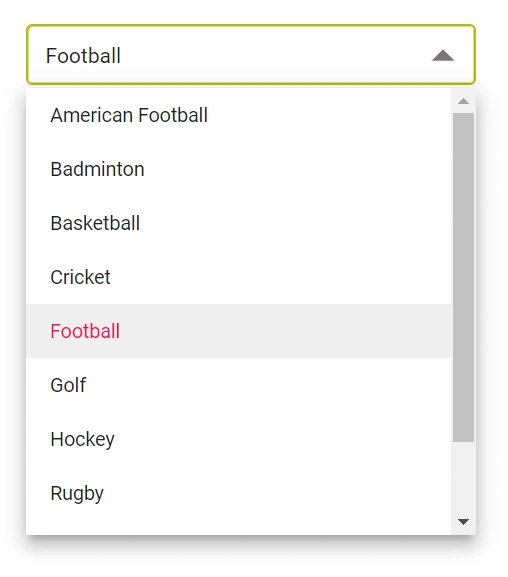 Blazor DropDownList outline theme focus color