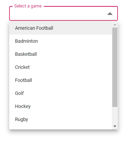 Blazor DropDownList rendered with outline theme