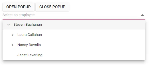 Show or Hide Popup in Blazor Dropdown Tree