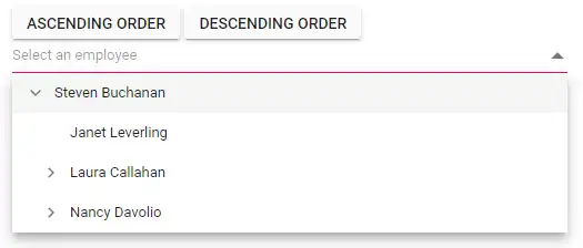 Blazor Dropdown Tree with sortOrder descending.