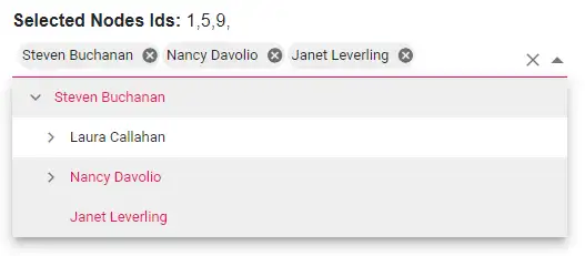 Get selected value in Blazor DropDownTree