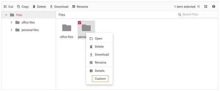 Blazor File Manager with Custom Context Menu