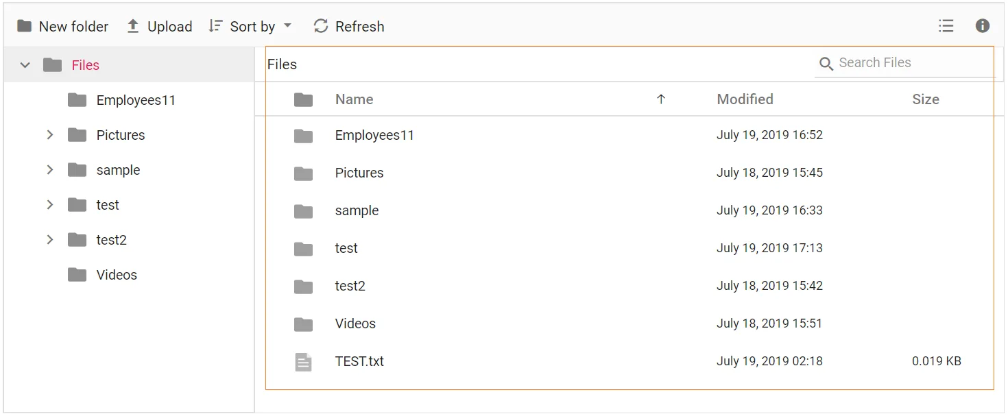 Blazor FileManger with DetailsView