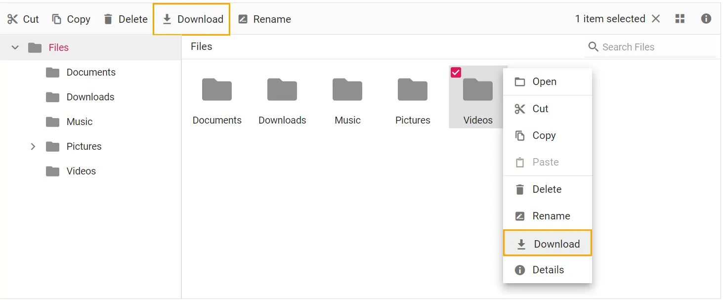 Download a file in Blazor FileManger