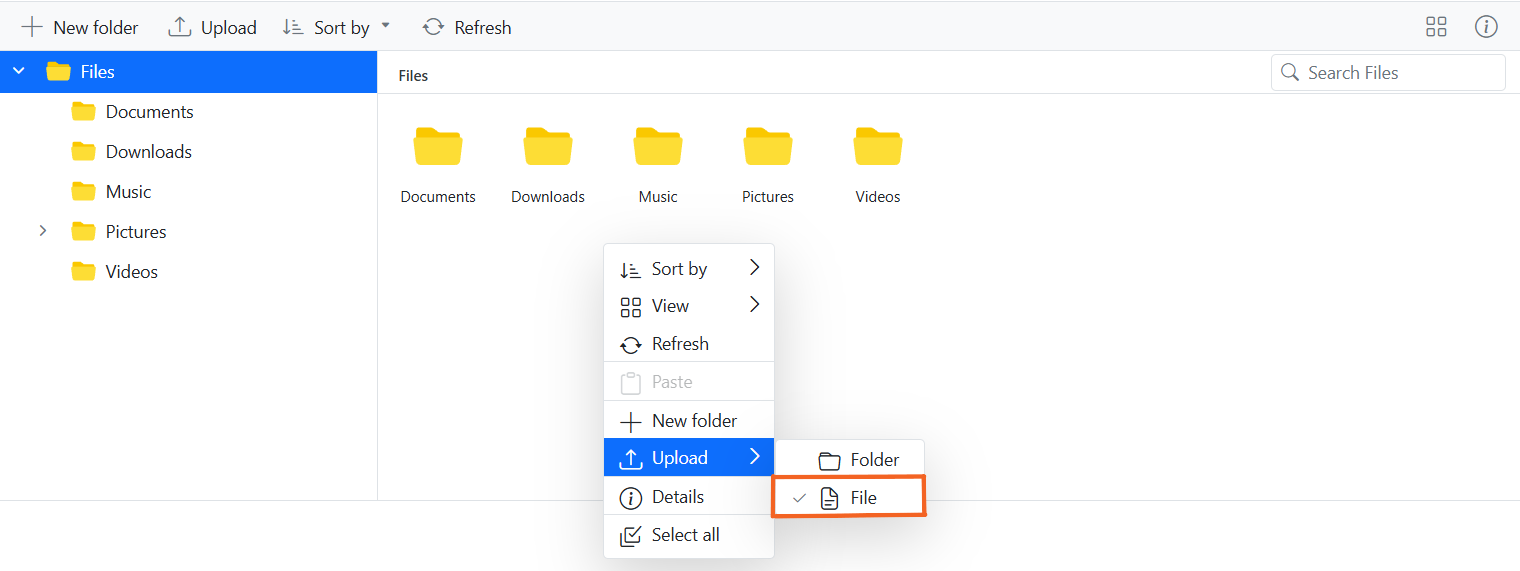 Upload a file in Blazor FileManger