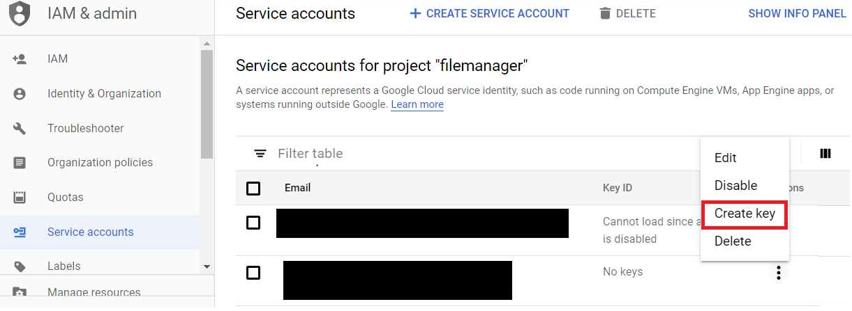 Generating Key for Service Project in Blazor FileManger