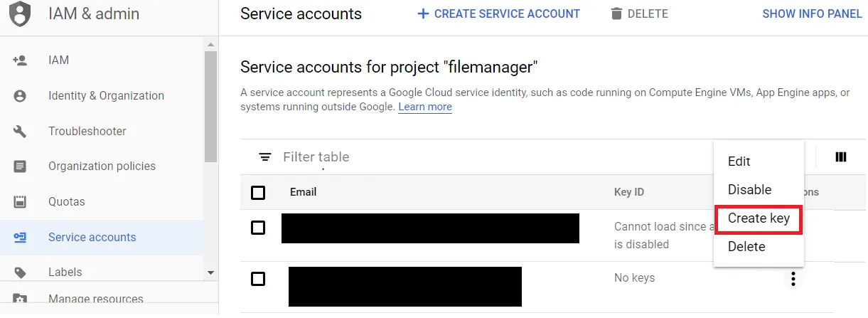 Generating Key for Service Project in Blazor FileManager