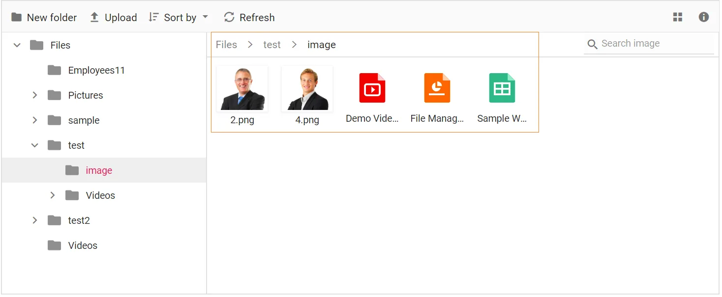 Blazor File Manager with LargeIconView