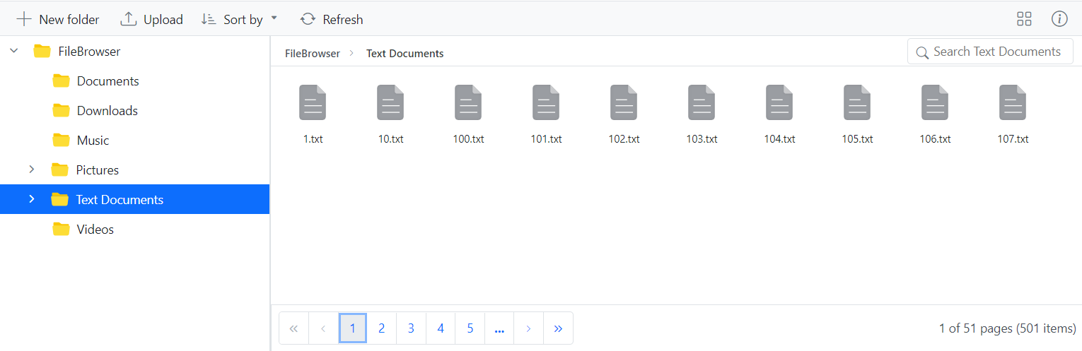 Pagination in Blazor File Manager