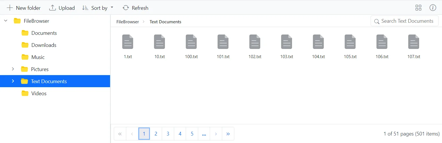 Pagination in Blazor File Manager