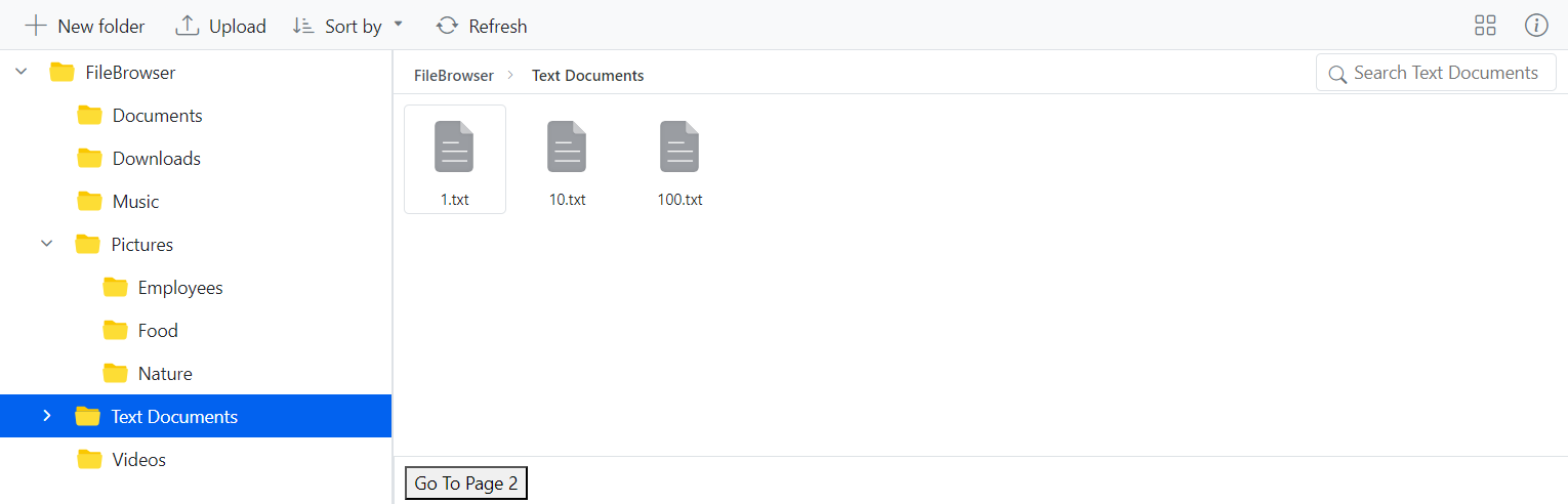 Pager Template in Blazor File Manager