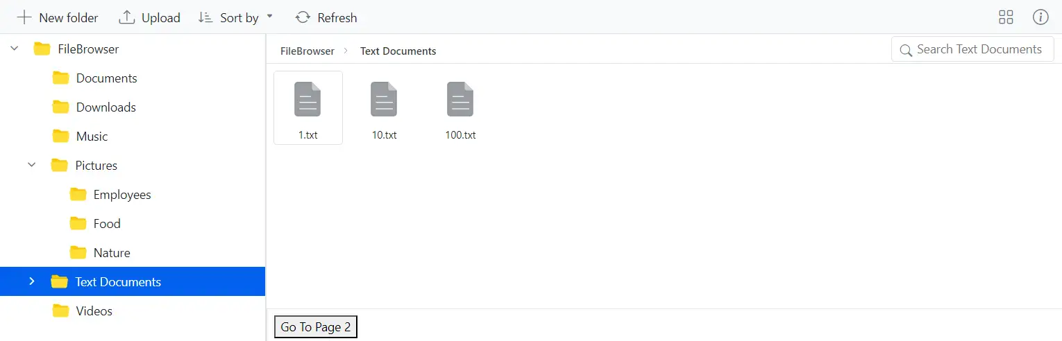Pager Template in Blazor File Manager