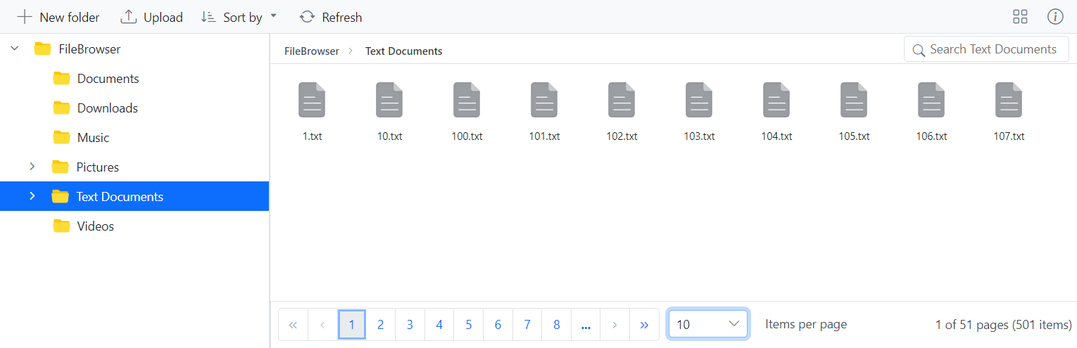 Pagination in Blazor File Manager