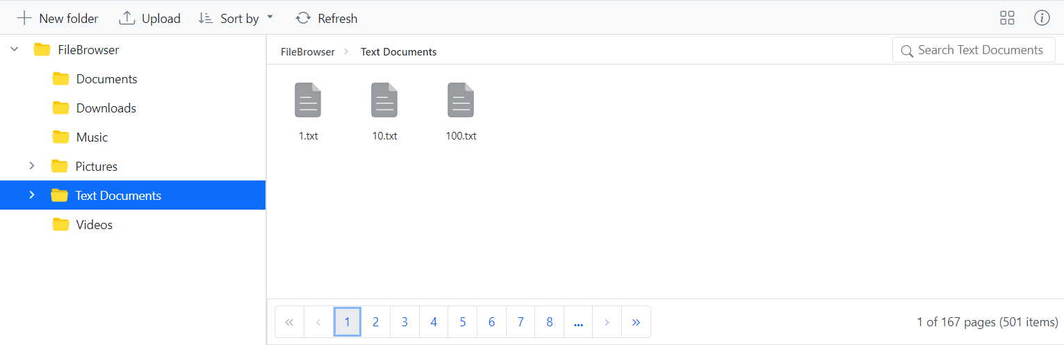 Pagination in Blazor File Manager