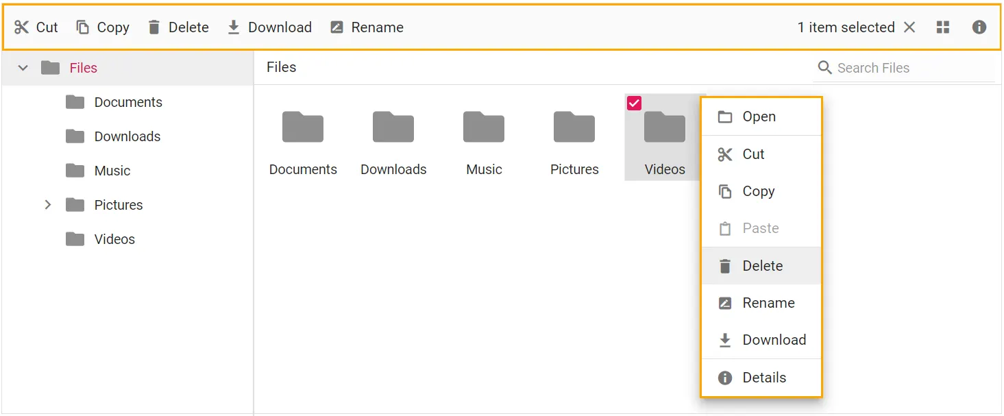 Rename, delete a folder in Blazor FileManger