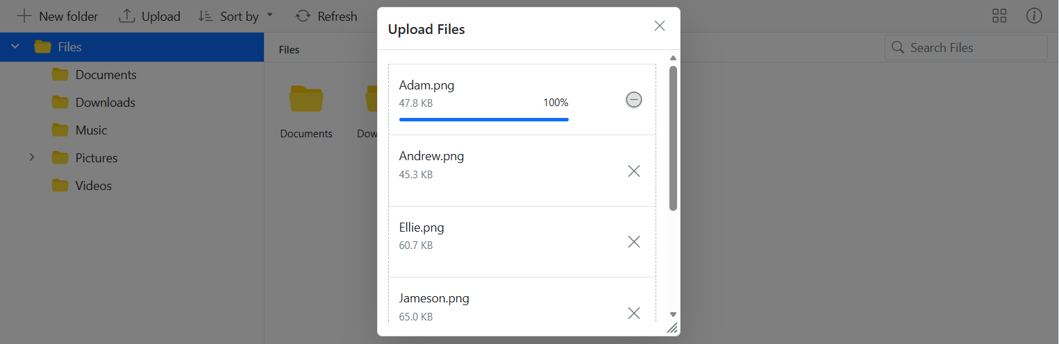Blazor File Manager with SequentialUpload