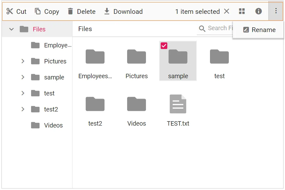 Blazor File Manager with Toolbar