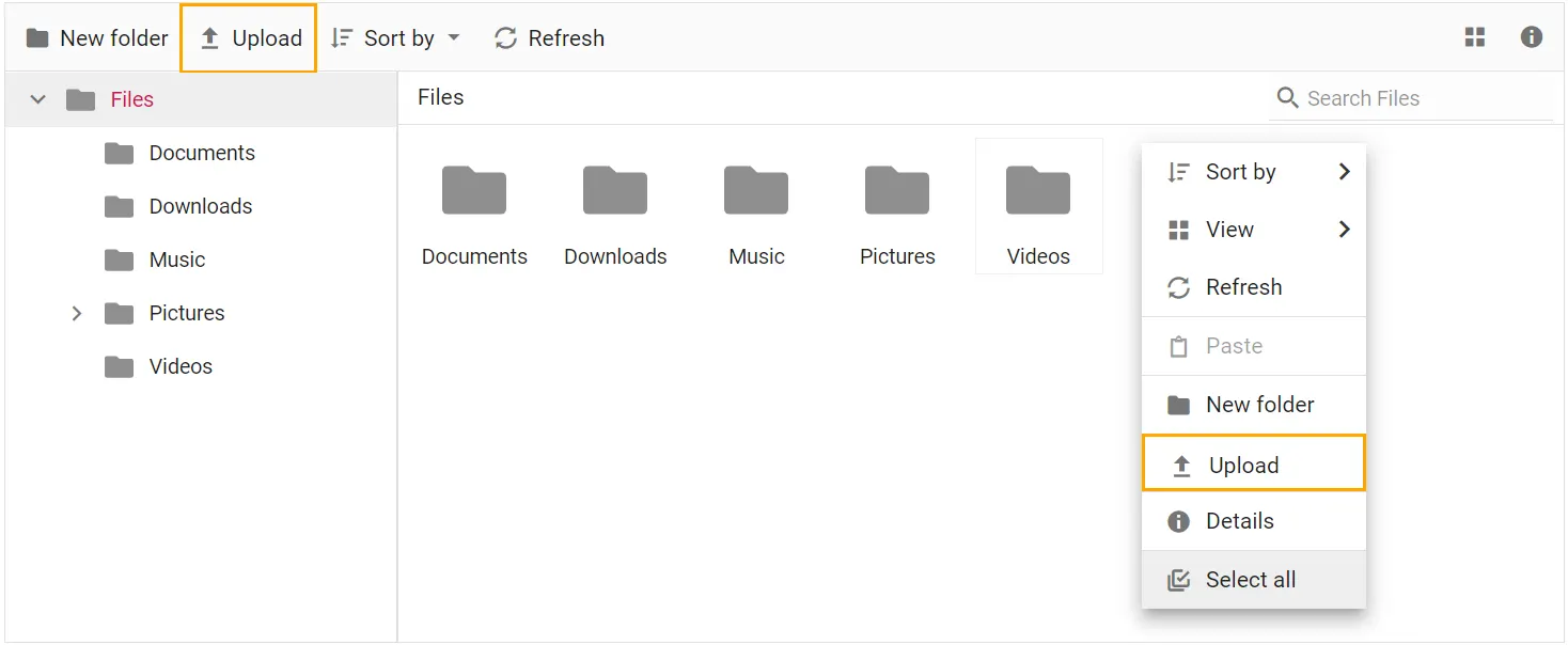 Upload a file in Blazor FileManger
