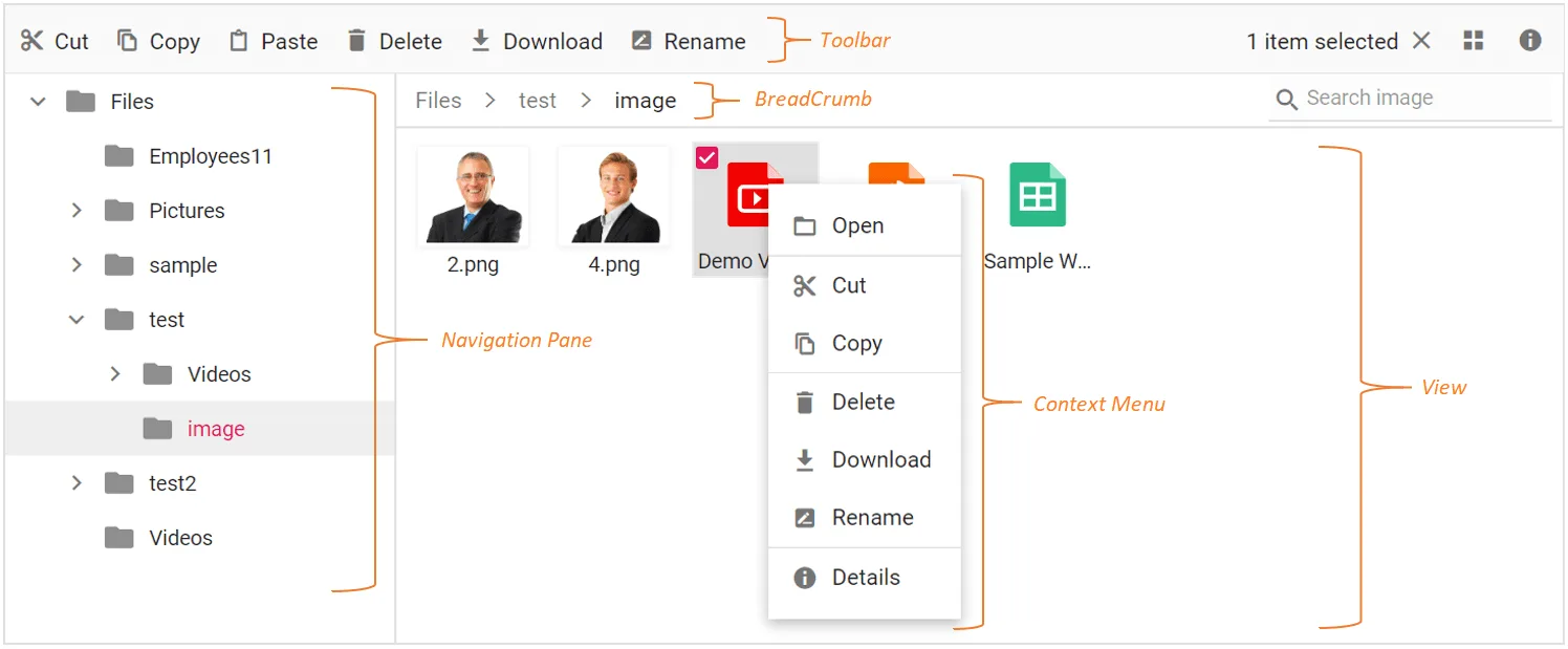 End User Capabilities in Blazor FileManager