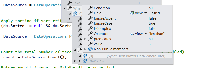 Column filtering
