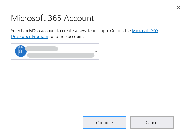 Select the MS365 account to SignIn