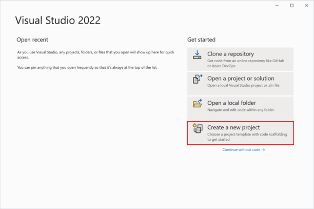 Create a new project in VS2022