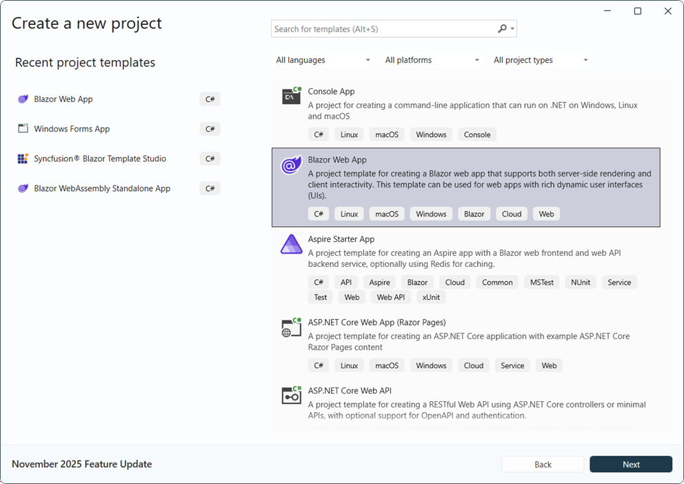 Blazor Server App Creation Template