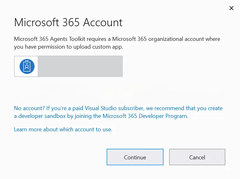 Select a Microsoft 365 account to sign in