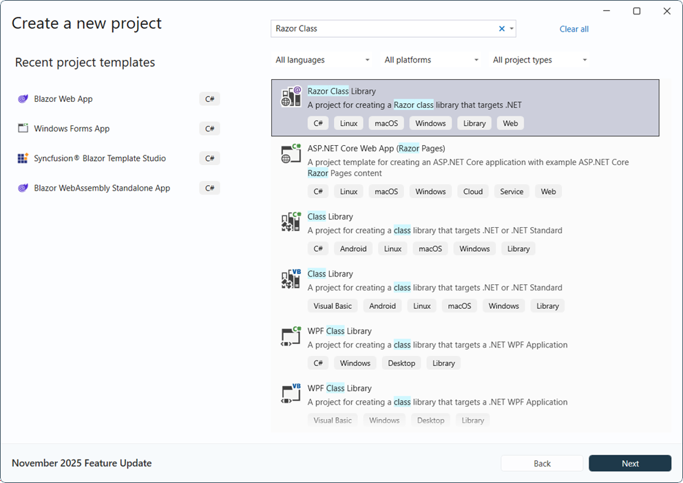razor class template
