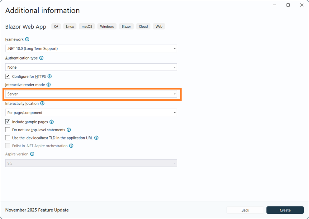 Blazor Server App with Interactive Mode