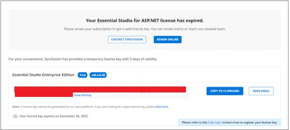 Claim License Key page indicating an expired license with temporary key notice