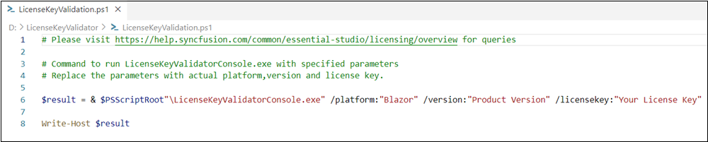 LicenseKeyValidation script