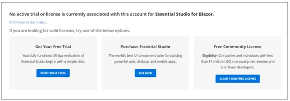 Claim License Key page showing no active trial or license state